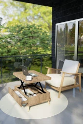 kolexonline Berlin Çok Amaçlı Akıllı Sehpa Sihirli Sehpa Yemek Masası Alaska Renk thumbnail 1