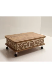 kolexonline Çam Renk Akıllı Açılabilir Sehpa 3 Kademeli Tekerli thumbnail 1