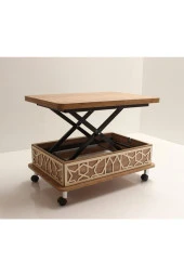 kolexonline Çam Renk Akıllı Açılabilir Sehpa 3 Kademeli Tekerli thumbnail 2