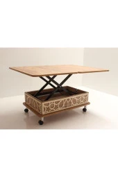 kolexonline Çam Renk Akıllı Açılabilir Sehpa 3 Kademeli Tekerli thumbnail 3