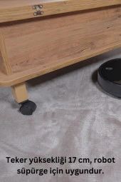 kolexonline Nino Akıllı Sehpa Tekerli Ayaklı Yemek Masası Çalışma Masası Çam Renk thumbnail 4