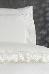 Fransız Dantelli Neriman Çeyizlik Nevresim Takımı Krem thumbnail 2