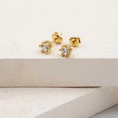 Altı Tırnaklı Model Tek Taş Altın Küpe thumbnail 3