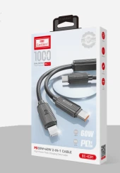 Peeq Earldom EC-IC01 1.2M Type-C ve Lightning 2in1 PD Hızlı Şarj Kablosu - 5