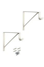 Depolife 20x20cm Metal Braket Raf Tutucu Fortmanto Demiri 25mm Askılık Borusu Takılabilir Montajlı 2li Set - 1