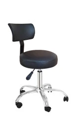 Depolife Ofis Kasiyer Taburesi Metal Ayak Tekerlekli Sırt Dayama Eczane Laboratuvar Büro Çalışma Koltuğu thumbnail 1