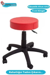 Depolife Döner Ofis Kasiyer Taburesi Tekerlekli Deri Döşeme Oturak Eczane Laboratuvar Büro Çalışma Koltuğu - 1