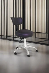 Depolife Ofis Laboratuvar Öğrenci Büro Tabure Metal Ayak Tekerlekli Sandalye Sırt Dayama Çalışma Koltuğu thumbnail 1