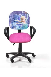 Frozen Desenli Çocuk Çalışma Koltuğu Karlar Ülkesi Çocuk Odası Ofis Sandalyesi Tekerlekli Amortisör thumbnail 1