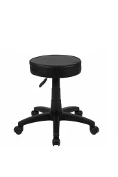 Depolife Döner Ofis Kasiyer Taburesi Tekerlekli Deri Döşeme Oturak Eczane Laboratuvar Çalışma Koltuğu Siyah - 3