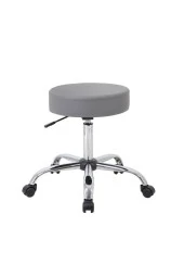 Depolife Ofis Kasiyer Taburesi 360 Derece Döner Deri Döşeme Oturak Eczane Laboratuvar Için Metal Ayaklı Gri thumbnail 1