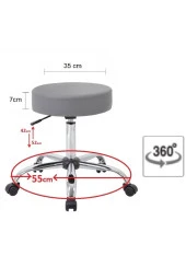 Depolife Ofis Kasiyer Taburesi 360 Derece Döner Deri Döşeme Oturak Eczane Laboratuvar Için Metal Ayaklı Gri thumbnail 2