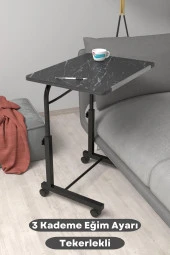 Depolife Eğim Yükseklik Ayarlı Laptop Sehpası Kahvaltı Ders Çalışma Bilgisayar Masası Metal Ayak Tekerlekli - 1