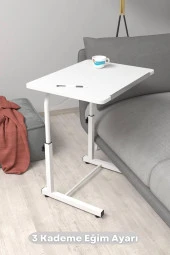 Depolife Eğim Yükseklik Ayarlı Laptop Sehpası Kahvaltı Ders Çalışma Bilgisayar Ofis Yemek Masası Metal Ayak - 1