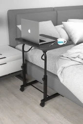 Depolife Eğim Yükseklik Ayarlı Laptop Sehpası Kahvaltı Ders Çalışma Bilgisayar Masası Metal Ayak Tekerlekli - 2