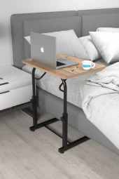 Depolife Eğim Yükseklik Ayarlı Laptop Sehpası Kahvaltı Ders Çalışma Bilgisayar Ofis Yemek Masası Metal Ayak thumbnail 1