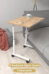Depolife Eğim Yükseklik Ayarlı Laptop Sehpası Kahvaltı Ders Çalışma Bilgisayar Masası Metal Ayak Tekerlekli - 1