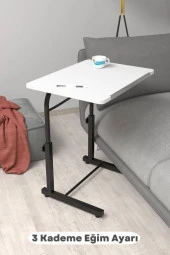 Depolife Eğim Yükseklik Ayarlı Laptop Sehpası Kahvaltı Ders Çalışma Bilgisayar Ofis Yemek Masası Metal Ayak - 1