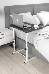Depolife Yükseklik Ayarlı Laptop Sehpası Kahvaltı Ders Çalışma Bilgisayar Ofis Yemek Çocuk Masası Metal Ayak - 1