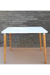 Depolife Ahşap Ayaklı Mutfak Salon Yemek Masası 60x90 Cm Gürgen Masif Ayak Beyaz Çalışma Masası - 1