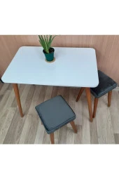 Depolife Ahşap Gürgen Ayaklı 2 Tabureli Mutfak Yemek Masa Takımı 2 Tabure 1 Masa Seti 60x90 Masa Seti - 1