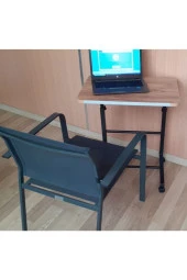 Depolife Notebook Laptop Bilgisayar Çalışma Masası Eğim Yükseklik Ayarlı Tekerlekli Servis Sehpası Ceviz thumbnail 2