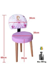 Depolife Prenses Sindirella Desenli Çocuk Ders Çalışma Oyun Faliyet Sandalyesi Ahşap Gürgen Ayaklı Koltuk - 3