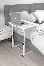 Depolife Eğim Yükseklik Ayarlı Laptop Sehpası Kahvaltı Ders Çalışma Bilgisayar Ofis Yemek Masası Metal Ayak - 2