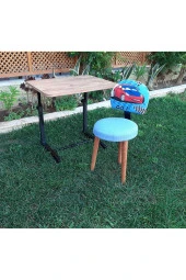 Ralli Araba Desenli Ilk Okul Çocuk Ders Çalışma Faliyet Sandalye Masa Takımı Çocuk Odası Seti Mavi - 3