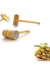 Depolife Zeytin Kırma Tokmağı Et Dövme Çekiç Tokmağı Dalgalı Alüminyum Ağızlı Ahşap Tokmak - 1