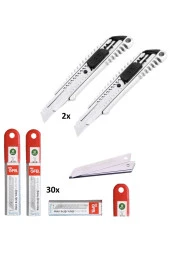 Depolife Metal Falçata 2 adet ve 30 adet falçata yedek bıçağı seti GFB maket bıçağı 0.5mm - 1
