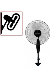 Duvar montajlı hava vantilatörü döner kafa duvar için Pervane 40cm 55w siyah rüzgar Fanı thumbnail 1