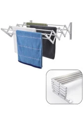 Depolife Çamaşır Balkon Kurutma Askısı Akordiyon Elbise Kurutmalık 70cm-9 Çubuk Alüminyum Duvar Montajlı - 1