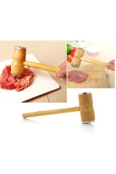 Depolife Et Dövme Çekiç Sebze Yumuşatma Tokmağı Aleminyum Ağızlı Ahşap Tokmak - 1