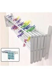 Depolife Çamaşır Balkon Kurutma Askısı Akordiyon Elbise Kurutmalık 85cm-9 Çubuk Alüminyum Duvar Montajlı - 2