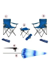 Depolife Kamp Piknik Koltuk Masası Plaj Şemsiyesi Kazık Seti Bahçe Plaj Doğa Katlanır Çantalı Set - 1