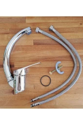 Depolife Mutfak eviye Lavabo Banyo Batarya Seti Tasarruflu musluk çeşme 3 Parça pirinç Takım - 2