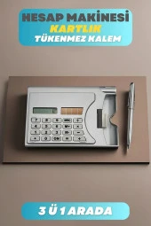 Depolife Hesap Makinesi Kalem Kartvizitlik 3lü Fonksiyonlu Promasyon Reklam Şirket Logo Basma Müsait 200 Lü - 2