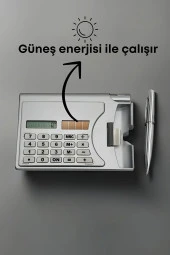 Depolife 3ü 1 Arada Taşınabilir Hesap Makinesi Güneş Enerjili Kartvizitlik Tükenmez Kalem Cep Tipi Calculator - 3