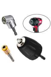 Depolife Şarjlı Vidama Matkap Için 1/4 Hex Adaptörlü Mandren Köşe Vidalama Hızlı Bits Adaptör Seti 3 Parça thumbnail 1