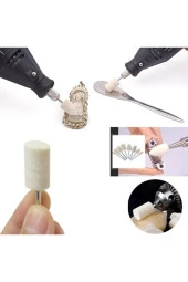 Depolife Dremel Benzeri Gravür Makinaları Kuyumcu Mücevher Parlatma Polisaj Pastası Balmumu 12 Parça Keçe Set thumbnail 2