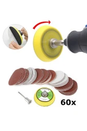 Dremel Proxxon Uyumlu Benzeri Gravür Makinası Için 5cm Çırt Taban Zımpara Seti 60 Adet Zımparalı Set - 3