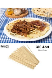 Depolife Bambu Çöp Şiş cubuğu 300 Adet mangal gril barbekü ızgara için ahşap bambudan şiş çubuk - 1