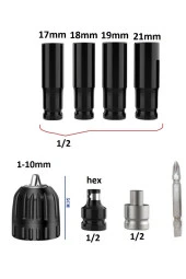 Depolife Somun Sökme Sıkma Torklu Makine Için 4lü Lokma Seti Mandren Ve Bits Adaptör 1/2 Bijon - 2