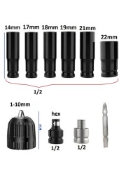 Depolife Somun Sökme Sıkma Torklu Makine Için 6lı Lokma Seti Ve Bits Adaptör 1/2 Hex Ağır Hizmet Lokma Bijon - 3