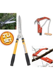 Depolife bahçe ağaç yüksek dal kesme ve çim çit budama kesme seti uzayan teleskopik cit cim makası 2 parça thumbnail 1