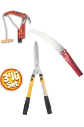 Depolife Bahçe Için Yüksek Ağaç Tepe Dal Kesme Makası Ve Çim Çit Budama Kesme Testere Seti 3 Parça thumbnail 1