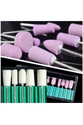 Depolife 12 Parça Protez Tırnak Kuru Manikür Pedikür Temizleme Parlatma Seti Taş Zımpara Ve Keçe Seti - 2