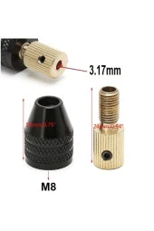 Motor Gravür Makinası Için Anahtarsız Mandren 3.17mm Kaplin M8 Kısa Kuyruk Ödev Proje Uygulama Arge thumbnail 2
