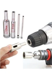 Depolife Mermer Granit Fayans Cam Yuvarlak Delme Pancı 3mm 4mm 5mm 6mm Elmas Uç Delik Açma Matkap 4 Parça thumbnail 1